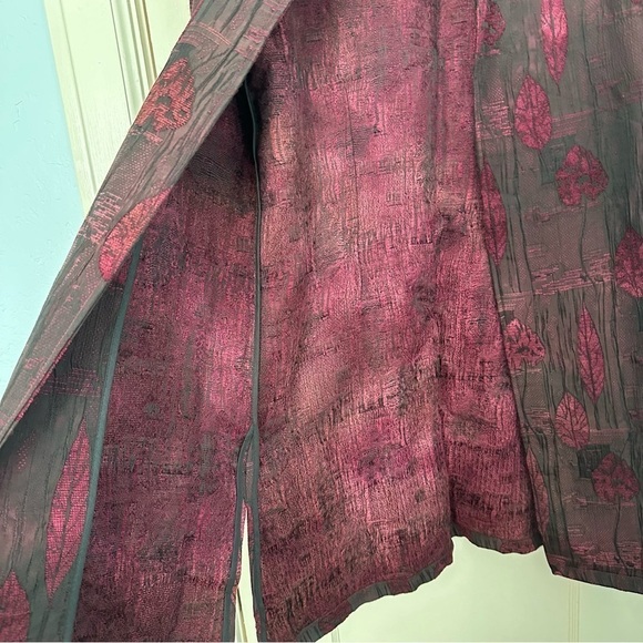 Coldwater Creek Coat Longline Leaf Burgundy L - Picture 8 of 12